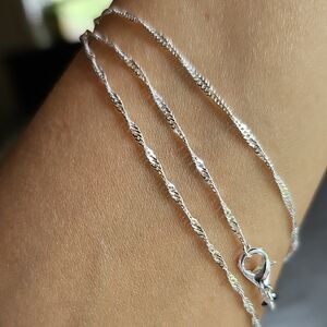 Elegant Sterling Silver 925 Chain Necklace, Twisted New